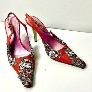 Roberto Cavalli Floral Slingback Heels EU38 Made in Italy